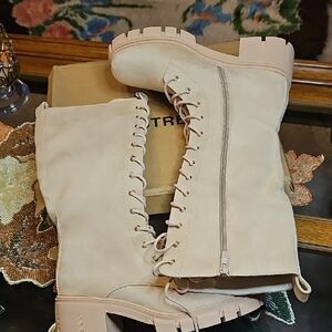 Chic Beige Lace-Up Women's Boots